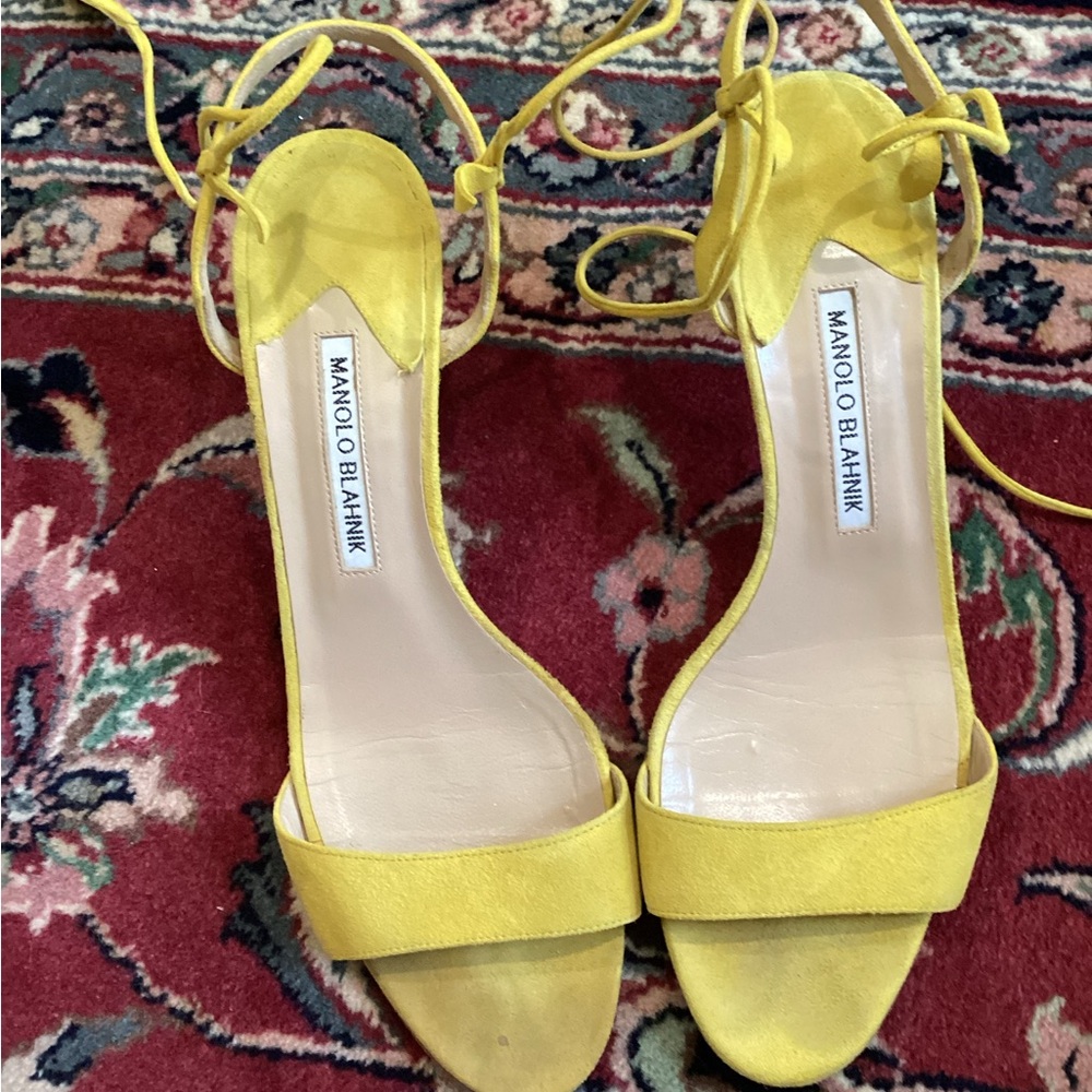 Manolo Blahnik Yellow Open Toe Heels